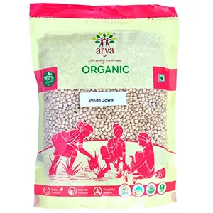 Arya Farm Certified Organic Edible White Jowar Millet Whole Grain Seeds ( Sorghum Millet ) 500g ( Grown Without Using Chemicals or Pesticides Cholam Jonnalu )