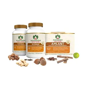 Maharishi Ayurveda Digestive Therapy | Ayurvedic Remedy for Digestive Disorders | Natural Relief from Acidity Constipation or Indigestion | Detoxifies the body | Amlant 60 Tab Dizomap 60 Tab Triphala 60 Tab