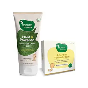 Mother Sparsh Plant Powered Diaper Rash Cream for Babies 50 gm + Mother Sparsh After Bite Turmeric Balm for Rashes and Mosquito Bites