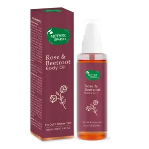 Mother Sparsh Rose & Beetroot Refreshing & Deep Moisturizing Non Sticky Body Massage Oil | Ideal For All Skin Types | For Dull Dry & Uneven Skin| Infused with Almond & Jasmine oil for Natural Radiance |100 ML
