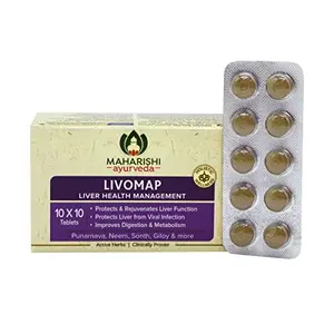 Maharishi Ayurveda Livomap Tablets for Liver Health Management | Rejuvenate Liver Function | Improve Digestion and Metabolism - 100 Tablets