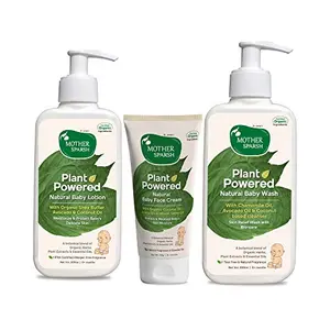 Mother Sparsh Plant Powered Natural Baby face Cream 50g + Plant Powered Natural Baby Lotion and Baby Wash (200ml Each)
