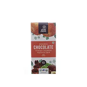 Pure & Sure Organic Dark Chocolate | Orange & Cinnamon Hazelnut Chocolate | Tasty & Healthy Dark Chocolate 30gm.