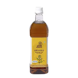 Phalada Pure & Sure Organic Sesame Oil | Cold-Pressed Sesame Oil for Cooking | Healthy No Trans Fats Sesame Seed Oil 1 Litre Brown