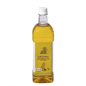 Pure & Sure Organic Groundnut Oil | Healthy Groundnut Oil for Cooking | No Trans Fats Groundnut Oil 1 Litre