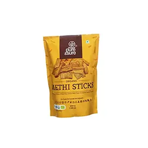 Pure & Sure Organic Methi Sticks 200 Gms | Healthy Snacks No Preservative or Artificial Flavours