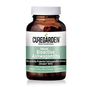 Curegarden Natural Ashwagandha Tablets Supplement that helps in Stress Anxiety Relief & General Wellness Bioactive Root Extract 160 mg 60 Capsules