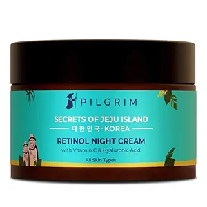 Pilgrim Retinol Anti Aging Night Cream with Hyaluronic Acid & Vitamin C | Discover young wrinkle-free & radiant skin | Anti aging cream for oily & dry skin| For Men & Women| Korean Skin Care | 50gm
