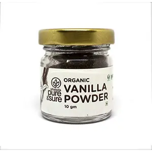 Pure and Sure Organic Vanilla Bean Powder | Powdered Vanilla | Organic Vanilla Powder for Baking | Baking Ingredients | 10 gms