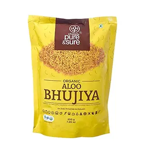 Pure & Sure Organic Aloo Bhujia | Delicious Namkeen and Snacks | Ready to Eat Snacks Cholesterol Free No Trans Fats No Preservatives |Pack Of 1 200gm