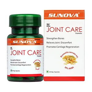 SUNOVA Joint Care Capsules A Joint Health Support Supplement Made with Boswellia Serrata Extract and 30% AKBA for Strengthening Bones and Relieving Joint Discomfort 60 Veg Capsules