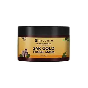 Pilgrim 24K Gold face mask for glowing skin | 24K Gold face pack for glowing skin skin hydrating boosts collagen and restoring skin radiance | For All Skin Types | For Men & Women | 50gm
