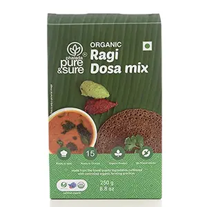 Pure & Sure Organic Ragi Dosa Instant Mix | Ready to Cook Meals | South Indian Ragi Dosa Mix Delicious & Aromatic 250g