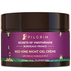 Pilgrim Red Vine Anti Aging Night Cream for women with Retinol Mulberry & Vitamin C For Glowing Skin & Skin Repair| Retinol Night cream for oily dry & sensitive skin| Anti aging cream for women| 50g