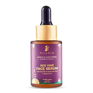 Pilgrim Red Vine & Hyaluronic acid serum with peptides | Red vine serum for face | Hyaluronic acid serum for face | For women & men | All skin types | 30 ml