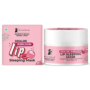 Pilgrim Squalane Lip Sleeping Mask (Bubblegum) for Women & Men for Soft Lips | Lip Sleeping Mask for Perfect Pout | Lip Sleeping Mask with Shea Butter & Pomegranate for Hydrated & Soft Lips | 8 gm