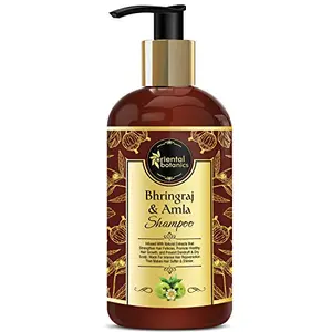 Oriental Botanics Bhringraj & Amla Hair Shampoo 300 ml with Bhringraj & Amla Oil for Stronger Hair | Cruelty Free & Vegan | Paraben Free | No SLS/SLES