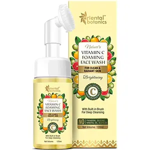 Oriental Botanics Nature's Vitamin C Foaming Face Wash with Built-in Brush 120ml with Natural Vitamin C Kakadu Plum for Radiant & Smooth Skin | Cruelty Free & Vegan | Paraben Free