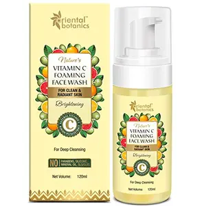 Oriental Botanics Nature's Vitamin C Foaming Face Wash 120ml with Natural Vitamin C Kakadu Plum for Radiant & Smooth Skin | Cruelty Free & Vegan | Paraben Free