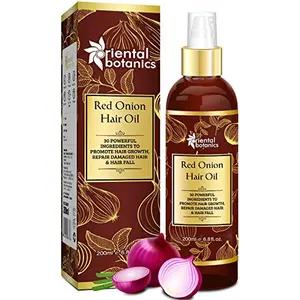 Oriental Botanics Red Onion Hair Oil 200 ml with Red Onion Oil for Strong & Healthy Hair | Cruelty Free & Vegan | Paraben Free | No SLS/SLES