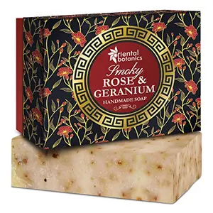 Oriental Botanics Smoky Rose & Geranium Handmade Luxury Soap 125 g | with Premium Natural Extracts that Nourishes & Hydrates Skin | Cruelty Free & Vegan | Paraben Free | No SLS/SLES
