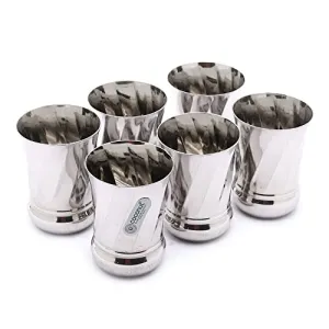 Coconut Stainless Steel Water Glass Set of 6 - Model - Yadvi Capacity 300 ml Each