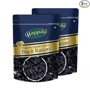 Happilo Premium Afghani Seedless Black Raisins 250g (Pack of 2)