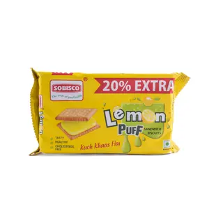 Lemon Puff Sandwich Cream Biscuits Tasty Healthy and Cholesterol Free