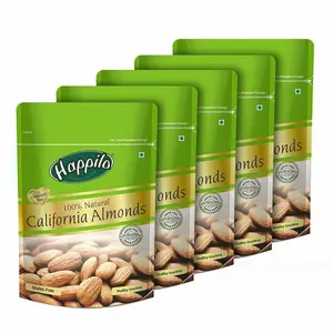 Happilo Premium 100% Natural Californian Almonds 200g (Pack of 5)