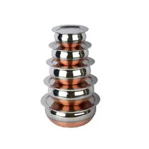 Dynore Stainless Steel Copper Bottom 5 Pcs Serving Handi with Lid