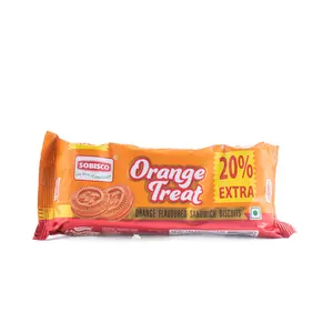 SOBISCO Orange Treat Sandwich Cream Biscuits (144g) (Pack of 10)