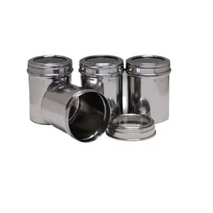 Dynore Stainless steel 4 pcs see through spice/dryfruit/Multipurpose small Dabbi/canister