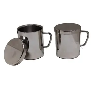 Dynore Stainless Steel Set of 2 Sober Tea Mug with Multipurpose Lids Coaster