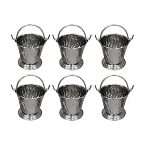 Dynore Stainless Steel Daal/Sabji/Gravy Serving Bucket/Balti Small- Set of 6
