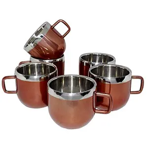 Dynore Set of 6 Copper Color Apple Tea Cup- Set of 6