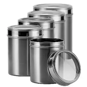 Dynore Stainless Steel Kitchen Storage Canisters with See Through lid - Set of 5- Size 1L, 1.25L, 1.5L, 1.75L & 2L respectively