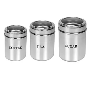 Dynore Set of 3 multisize Tea, Coffee and Sugar See Through canisters - 750 ml, 500 ml, 950 ml