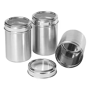 Dynore Stainless Steel Kitchen Storage Canisters with See Through lid - Set of 3 - Size 12,13,14 cm