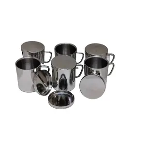 Dynore Stainless Steel Set of 6 Sober Tea Mug with Multipurpose Lids Coaster