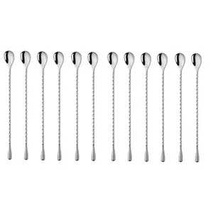 Dynore Teardrop Twisted Design Bar Spoon- Set of 12