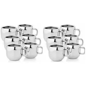 Dynore Stainless Steel Apple Shape Double Wall Tea&Coffee Cups- Set of 12
