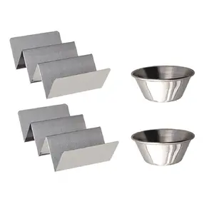 Dynore 2/3 Taco Holder with Sauce/Dip Bowls Set of 4