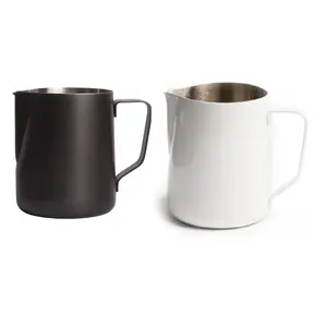 Dynore Stainless Matte Black/White Milk Jug 600/800 ml of Each- Set of 2