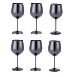Dynore Stainless Steel Black Matte Wine Glass- Set of 6 Black Matte 250 ml