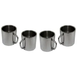 Dynore Set of 4 Double Wall Big Sober Tea/Coffee Mugs- Set of 4