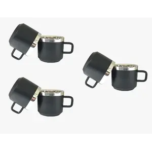 Dynore Stainless Steel Black Matte Tea Cups- Set of 6 Capacity- 100 ml