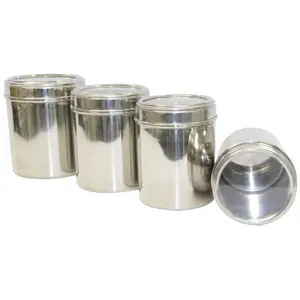 Dynore Stainless Steel Kitchen Storage Canisters with See Through lid - Set of 4 - Size 8,9,10,11