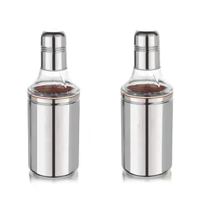 Dynore Stainless Steel 750 ml of Oil Dispenser | Oil Dropper | Cooking Oil Bottle Pourers for Home- Set of 2