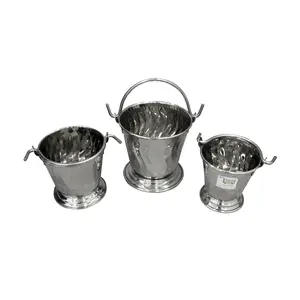 Dynore Stainless Steel Serving Bucket- Set of 3