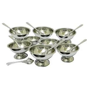 Dynore 16 Piece Set of Ice-Cream Cups,Soup Bowl with Ice Cream Spoon - 8 Piece Each